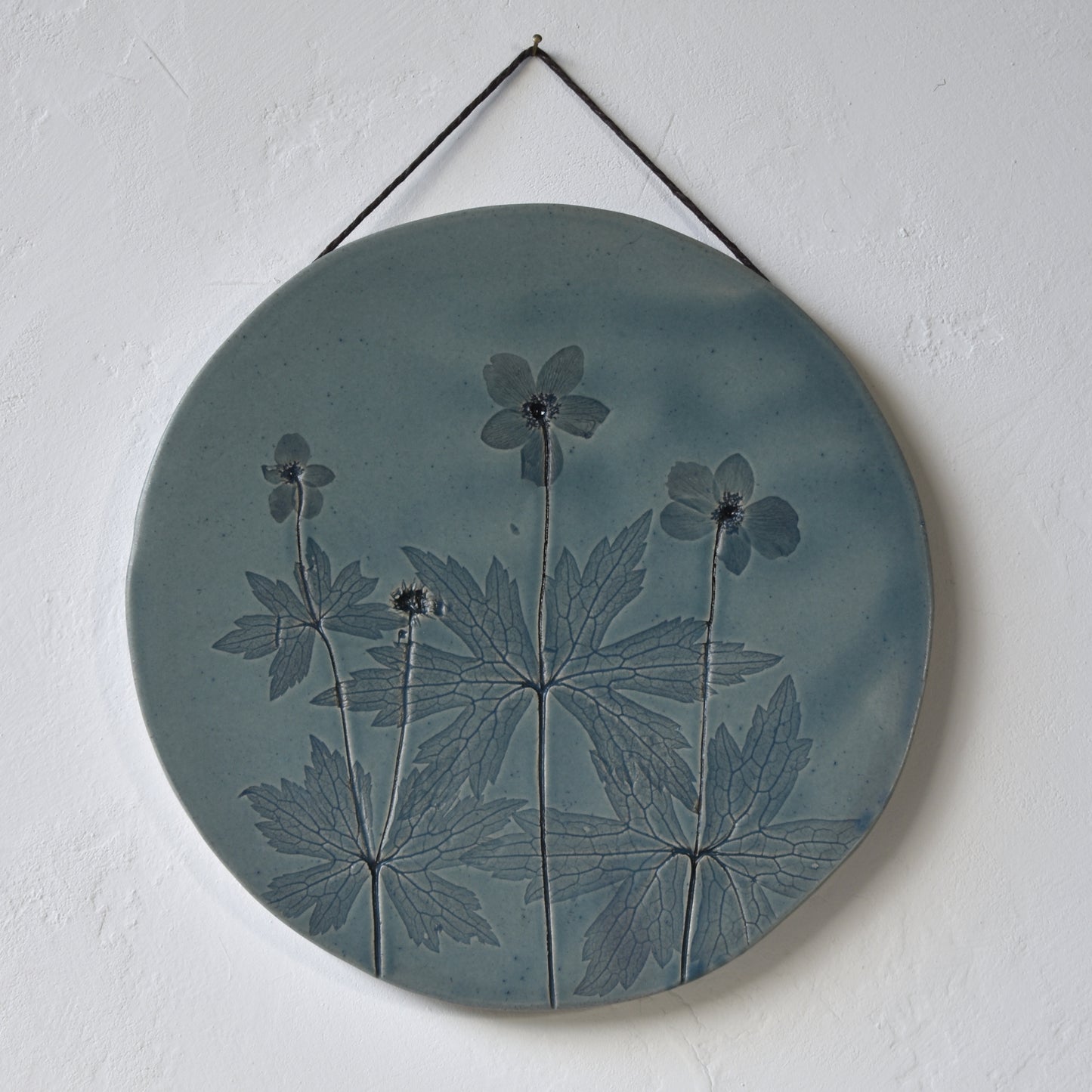 8.5" Anemone Wall Hanging in Denim Blue