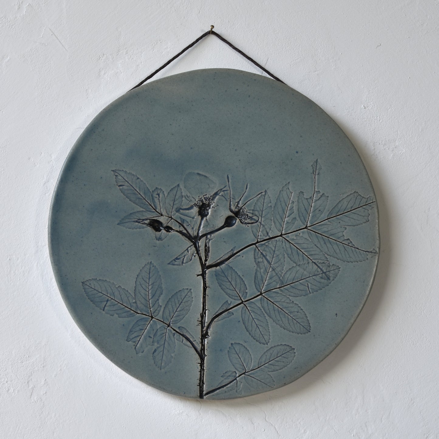 8.5" Rose Wall Hanging in Denim Blue