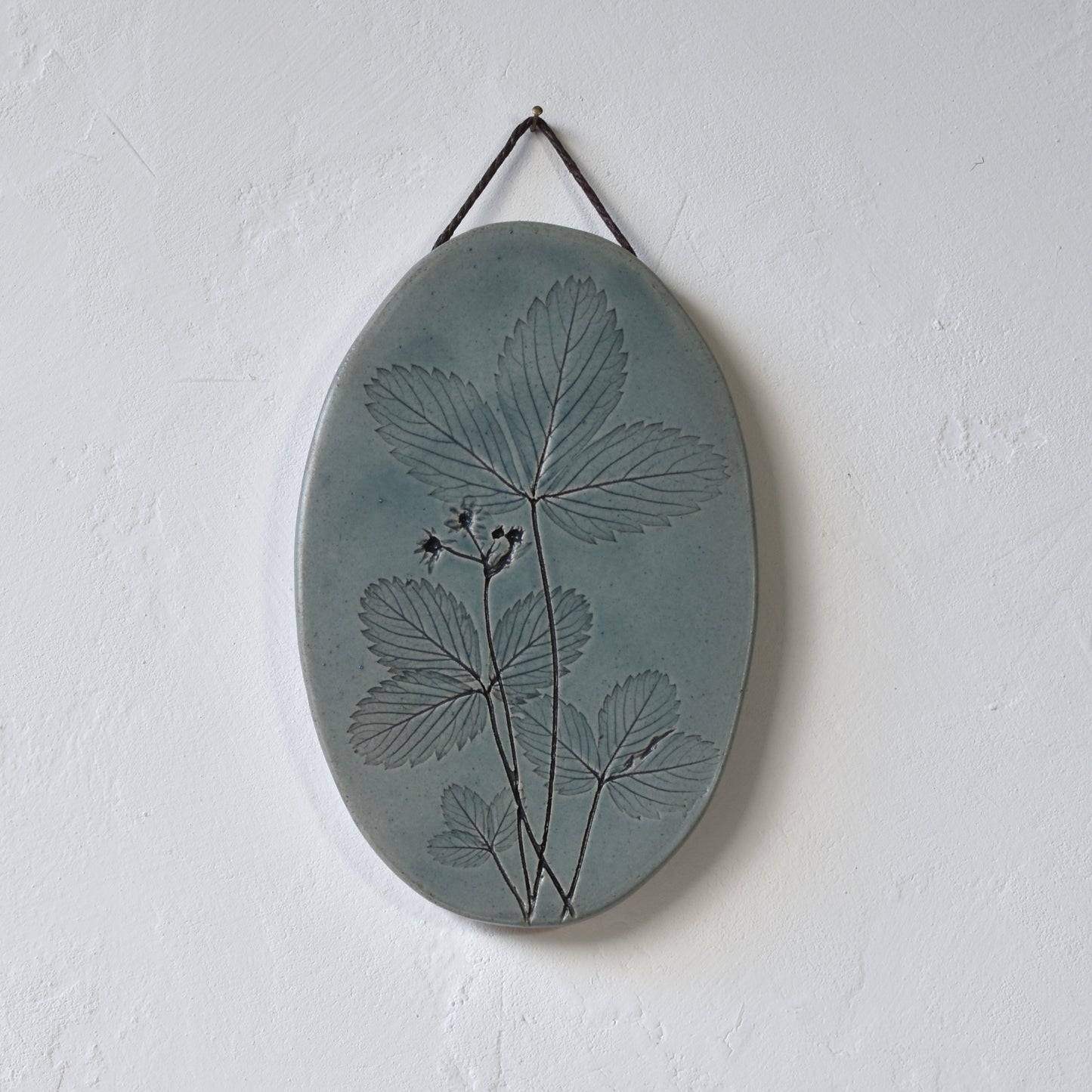 7" Strawberry Wall Hanging in Denim Blue