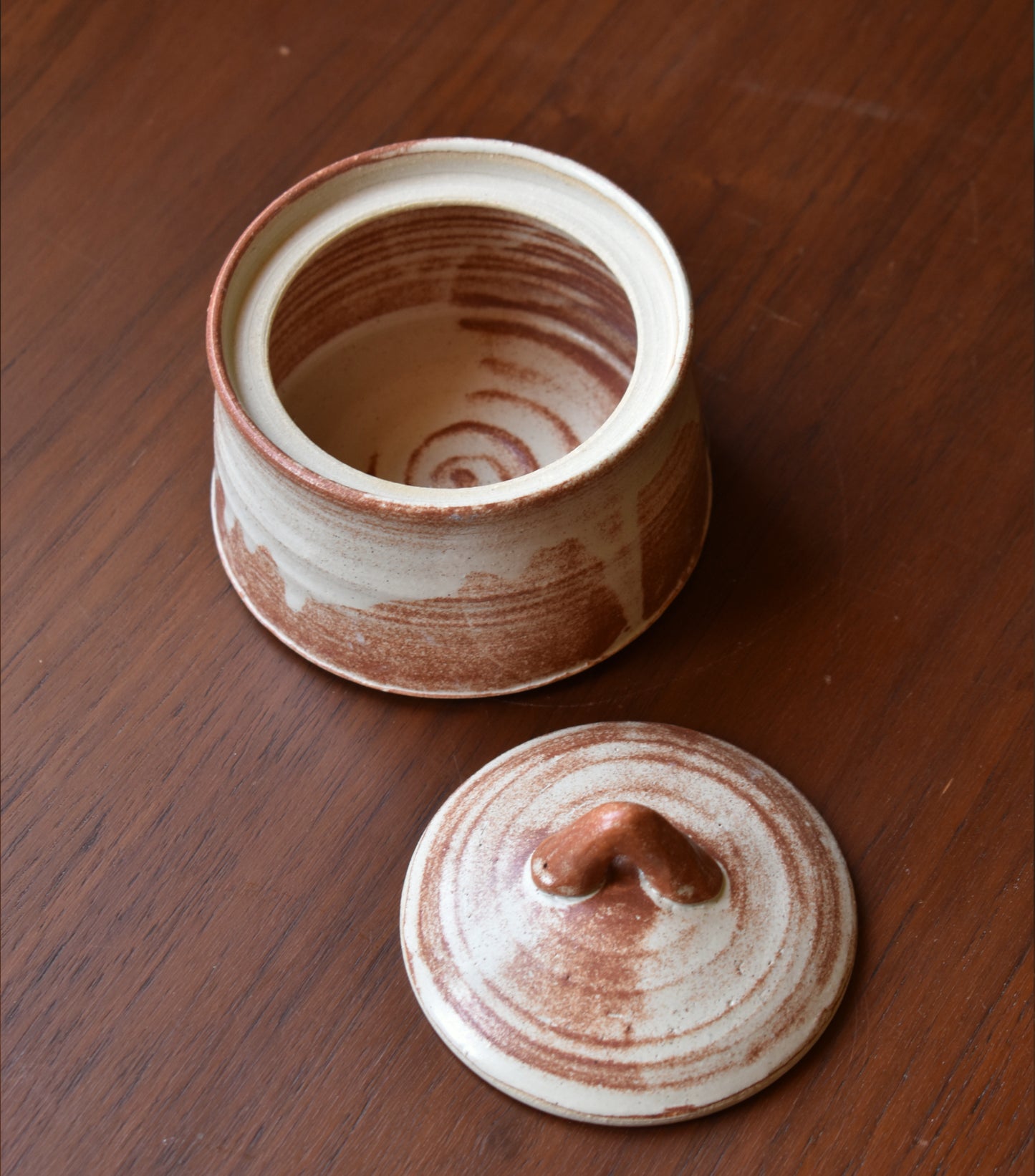 Carved Lidded Jar - Rusty White