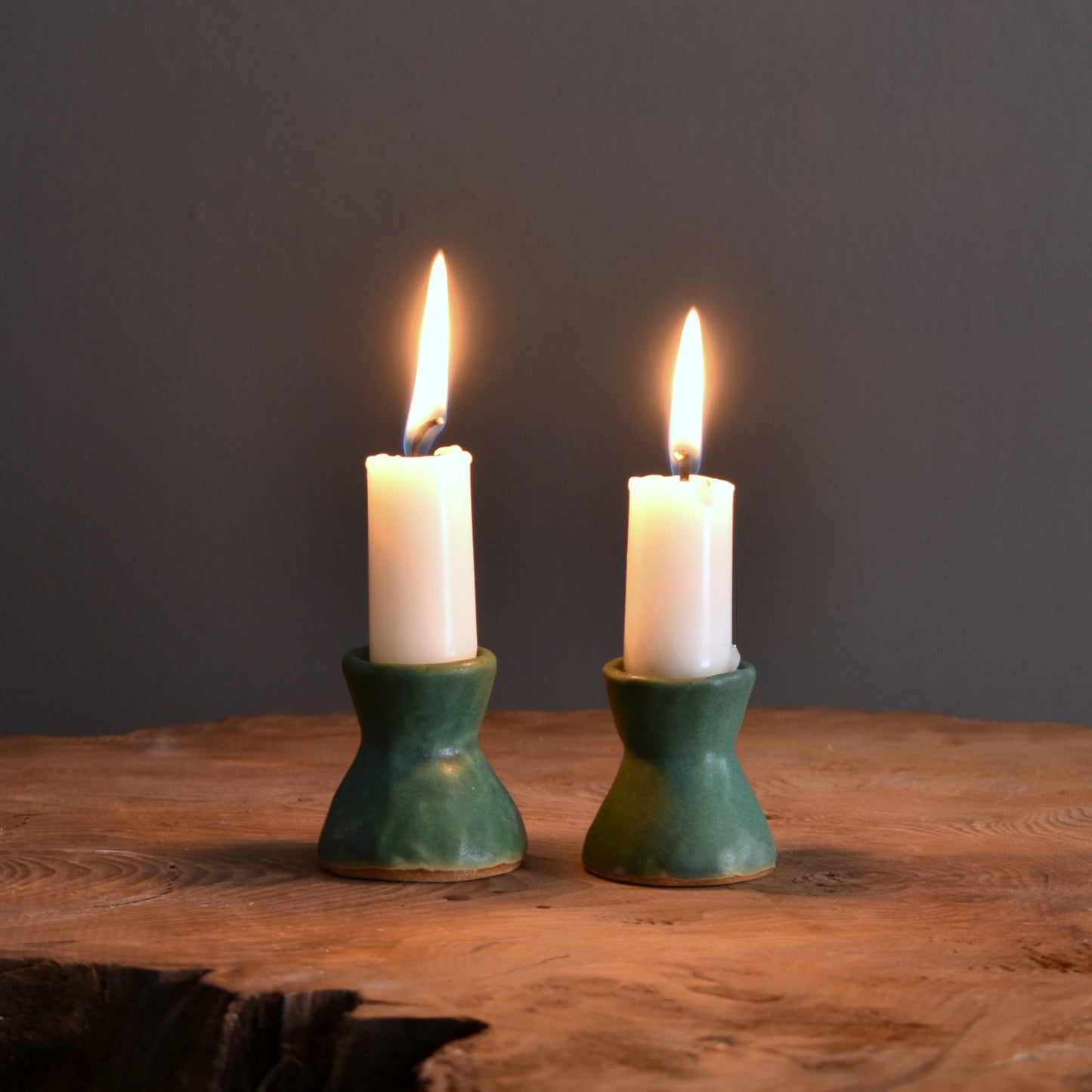 Small Tapered Candle Holder Set - Forest Green