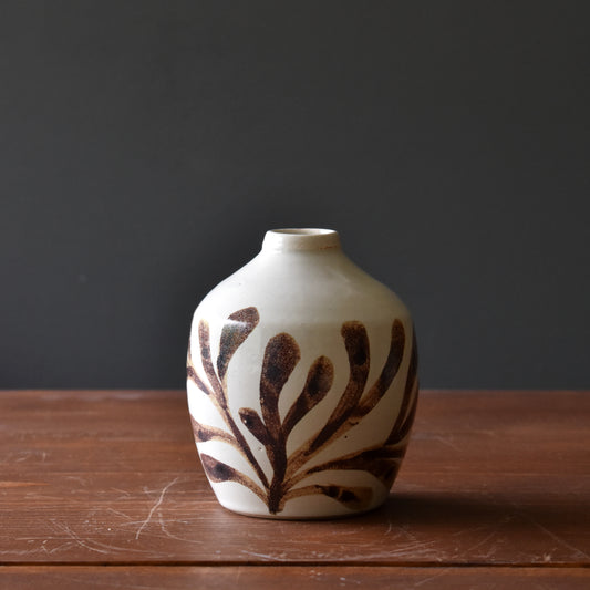 Painted Vase in Rust/Cream