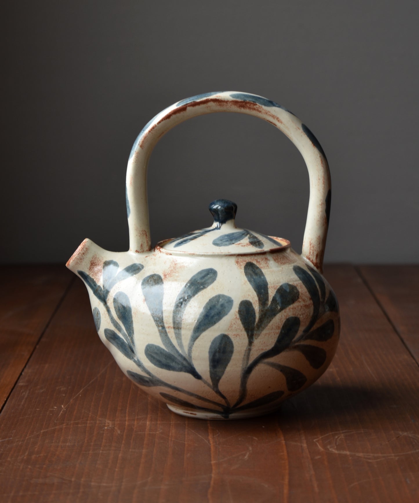 Floral Teapot in Cream/Blue