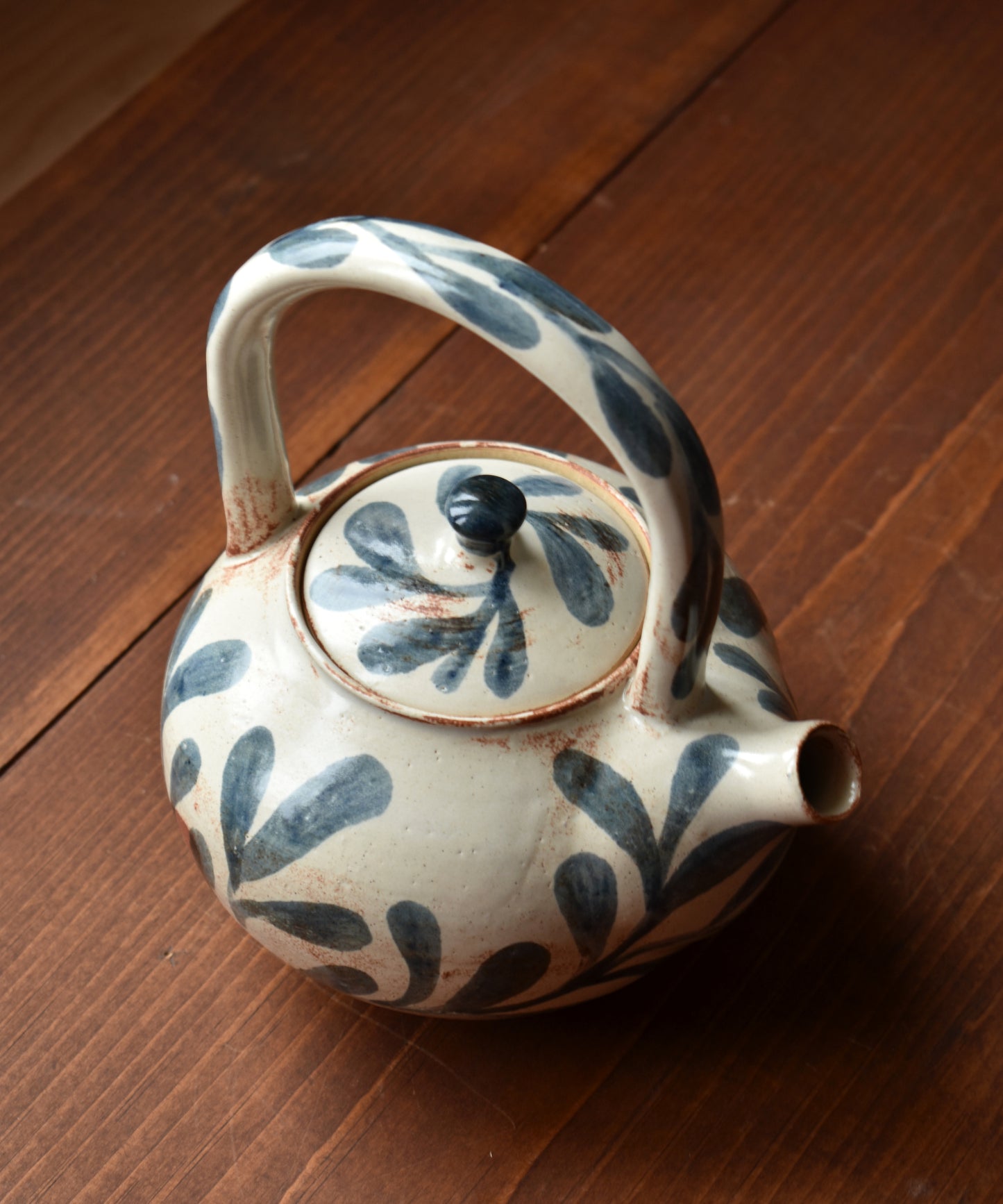 Floral Teapot in Cream/Blue