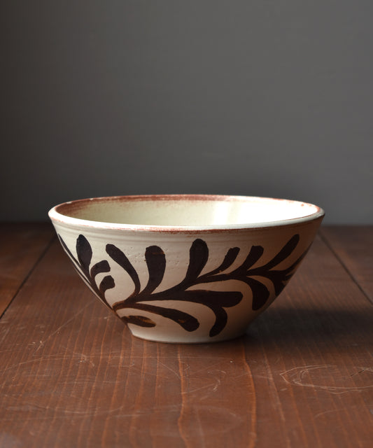 Medium-Large Painted Bowl in Rust/Cream