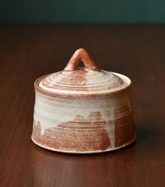 Carved Lidded Jar - Rusty White