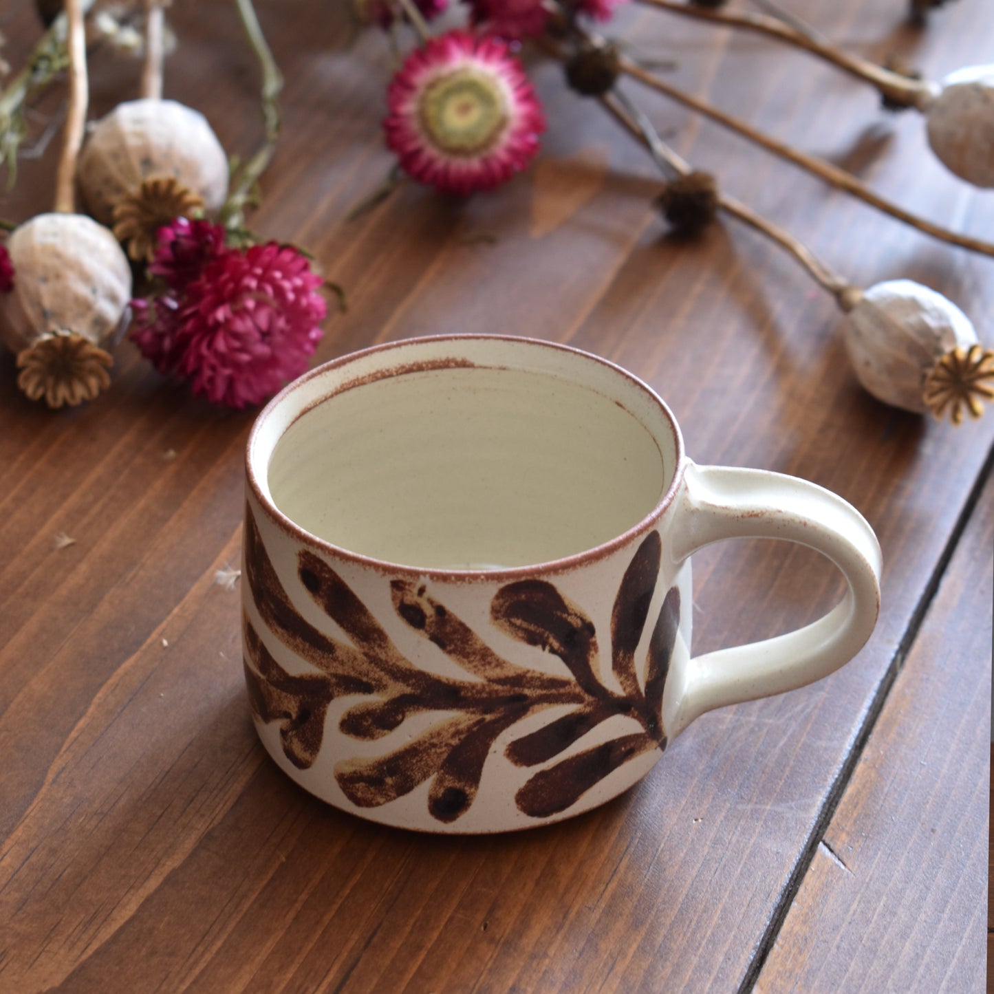 Medium Mug in Rust/Cream - Floral