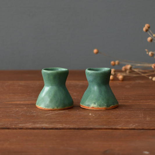 Small Tapered Candle Holder Set - Forest Green