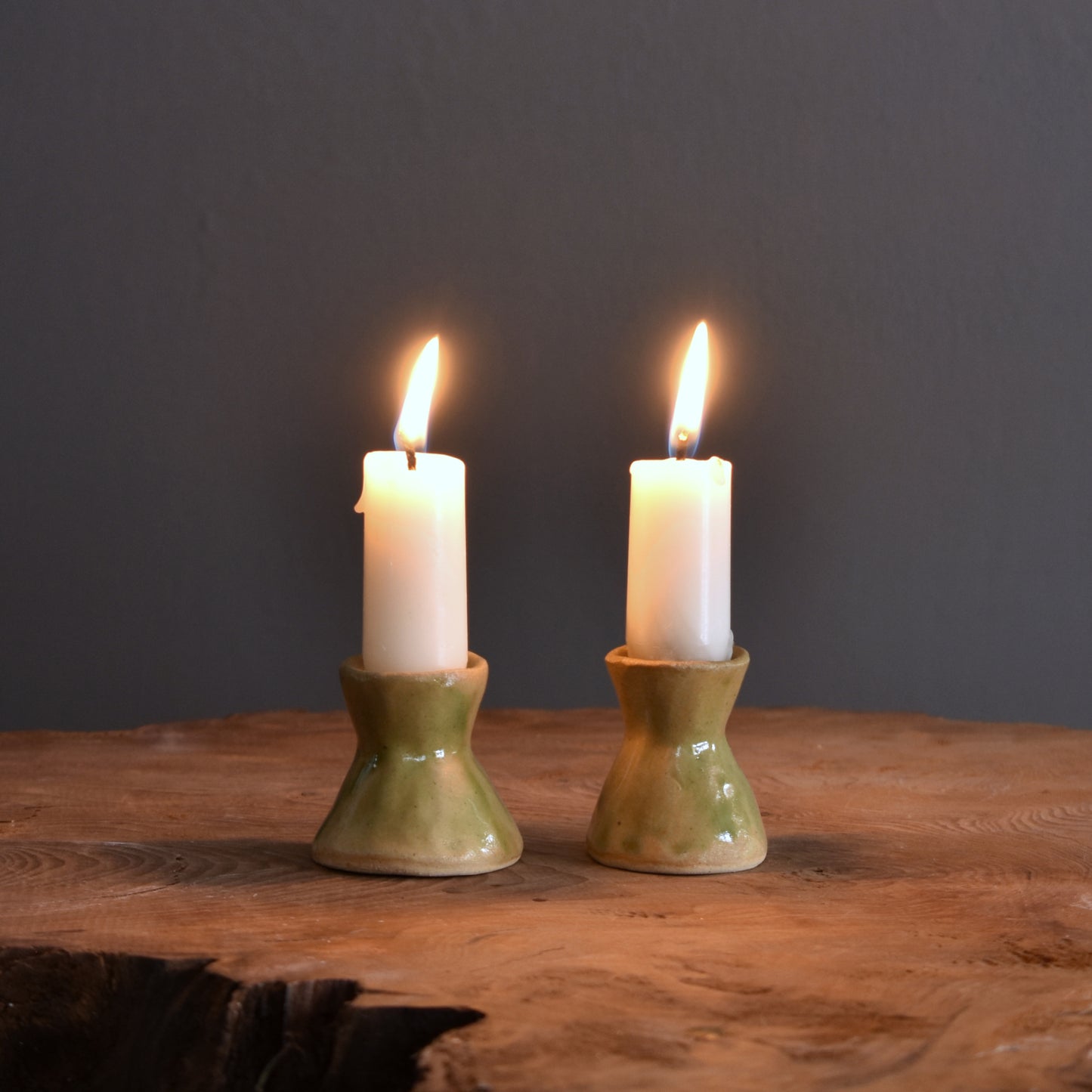 Small Tapered Candle Holder - Leaf Green