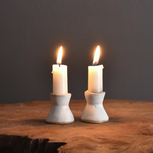 Small Tapered Candle Holder Set - White